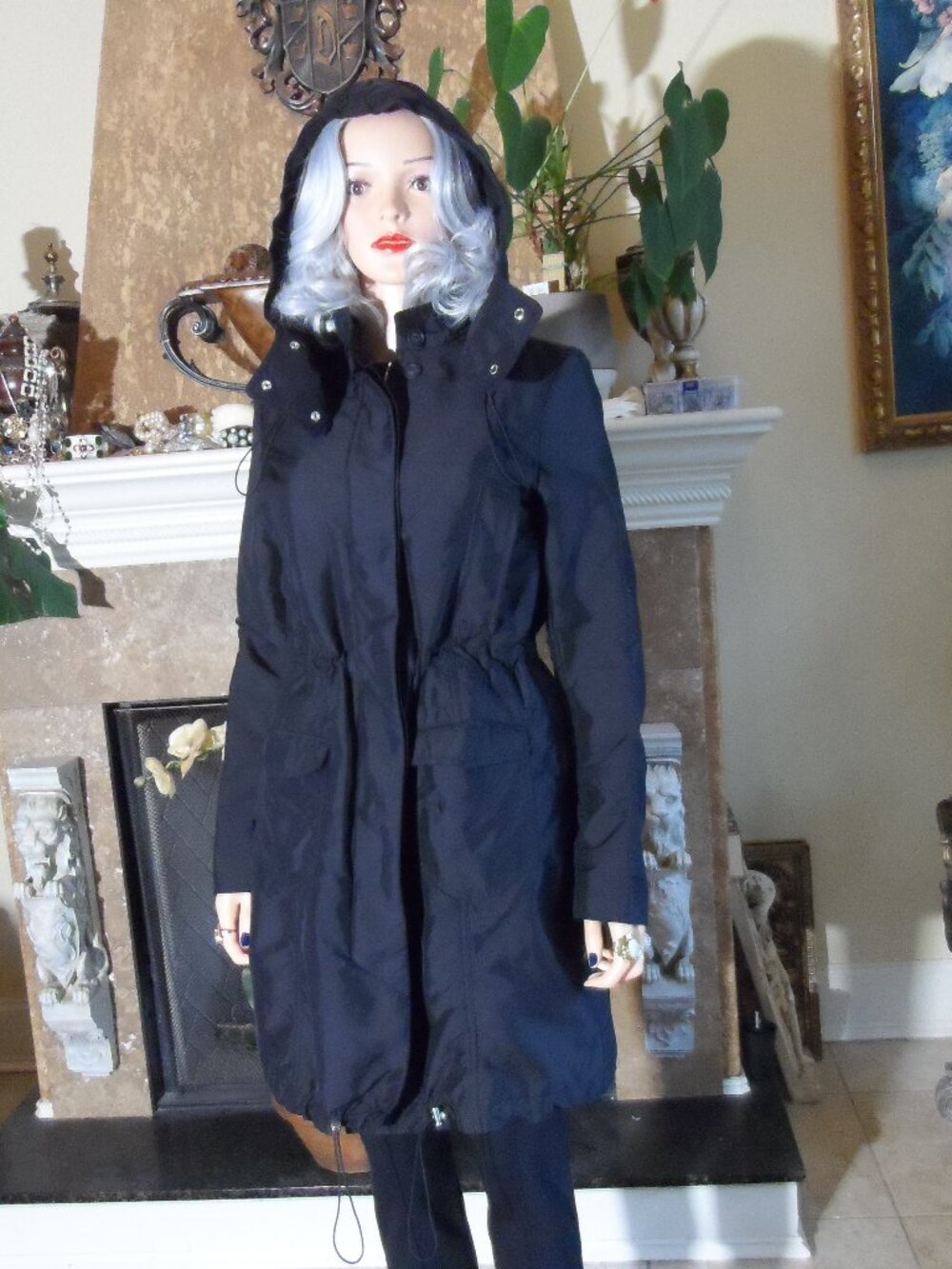 Dolce & Gabbana Black Hooded Utility Parka Coat Size IT 38 US 2